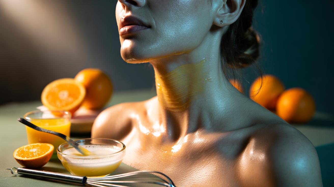 The egg white + orange juice mask that tightens neck : how vitamin C + protein lift instantly