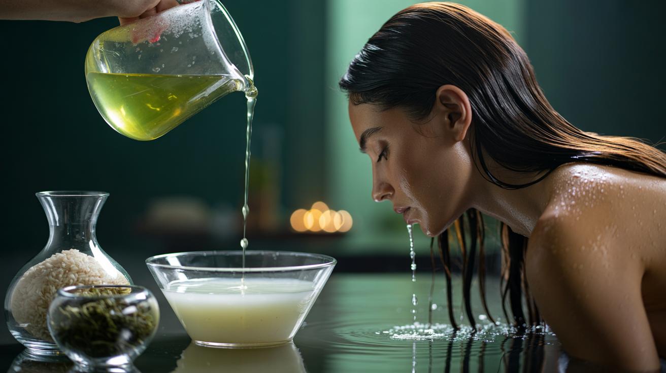 The rice water + green tea rinse that doubles hair shine : how antioxidants seal cuticles fast